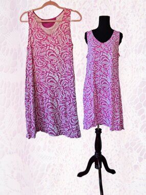 Stan Herman Fuchsia Pink and White Dress Cotton Blend Casual